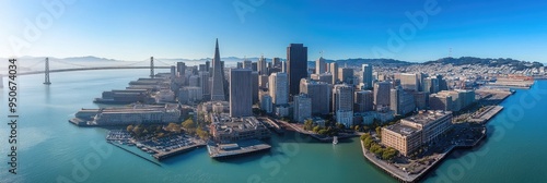 South Of Market San Francisco Skyline and Waterfront Aerial View photo