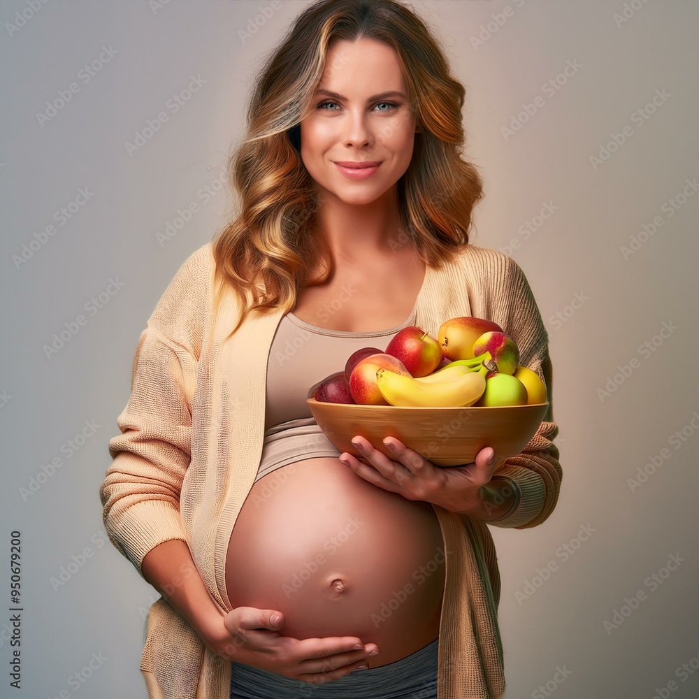 pregnant woman holding a bowl of fruit pregnant woman holding a bowl of fruit