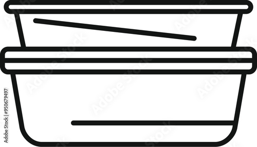 This minimalistic line art icon represents the concept of food storage, ideal for projects related to food, meal preparation, or take away services