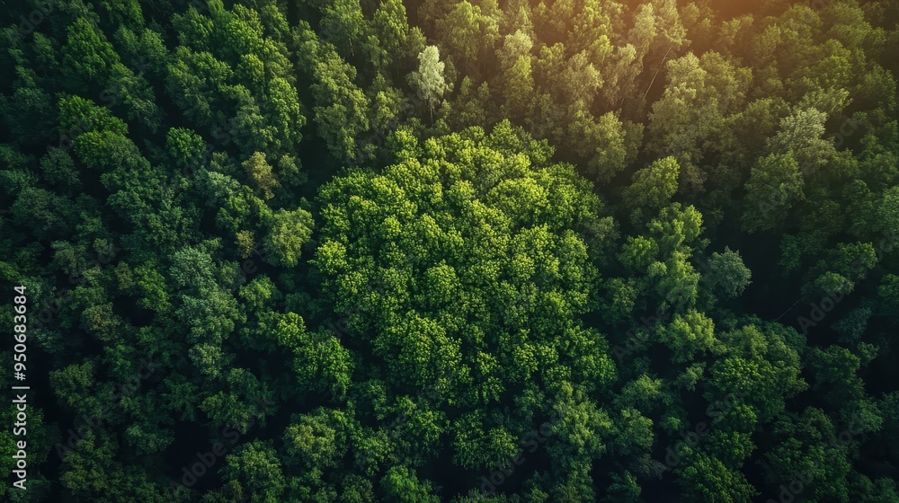Lush Green Forest Canopy in the Warm Sunlight Lush Green Forest Canopy in the Warm Sunlight