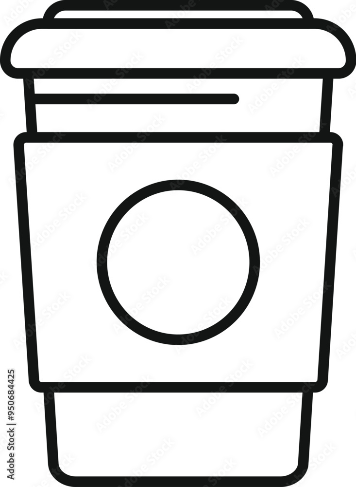 Simple line art illustration of a takeaway coffee cup with a blank label, perfect for showcasing branding or logo designs Simple line art illustration of a takeaway coffee cup with a blank label, perfect for showcasing branding or logo designs