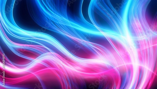 neon glow lines abstract light background pink and blue energy waves