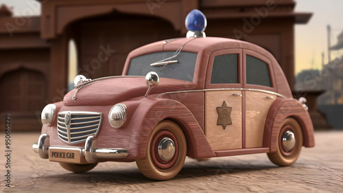 Professionally crafted 3D wooden model of Police Car.