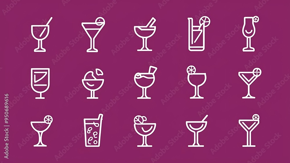 Drinks and glass line icon set. Pixel perfect fully editable vector icon suitable for websites, info graphics and print media. Drinks and glass line icon set. Pixel perfect fully editable vector icon suitable for websites, info graphics and print media.