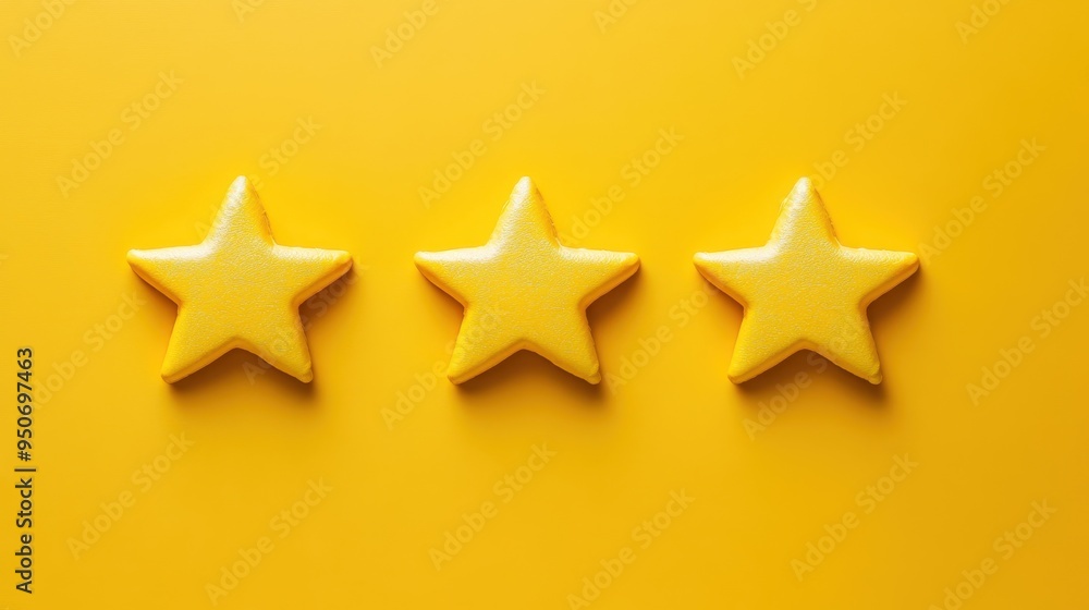 Three Shining Yellow Stars on a Vibrant Sunny Background Three Shining Yellow Stars on a Vibrant Sunny Background