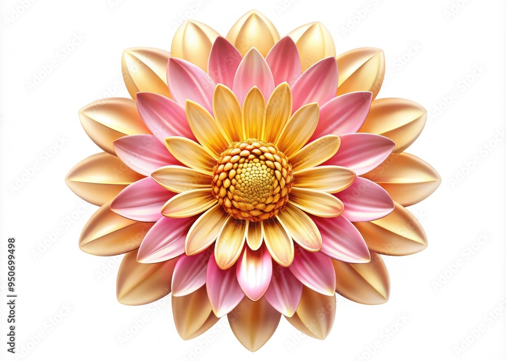 Fototapeta premium Vibrant blooming flower with delicate petals and golden center forms a creative circular shape, perfect for branding and logo design or natural elegance representations.