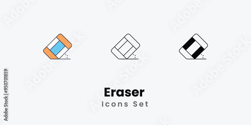 Eraser  Icons thin line and glyph vector icon stock illustration