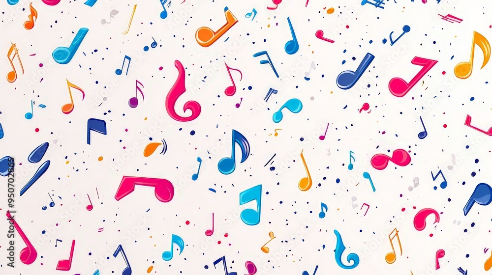 Colorful Musical Notes Pattern on Sheet Music Colorful Musical Notes Pattern on Sheet Music