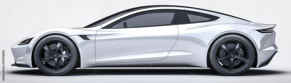 Modern electric car, automotive element, 3D rendering, white and silver, isolated on white background Modern electric car, automotive element, 3D rendering, white and silver, isolated on white background