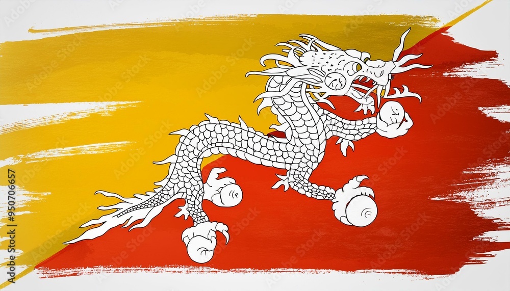 bhutan flag in abstract brush stroke style bhutan flag in abstract brush stroke style