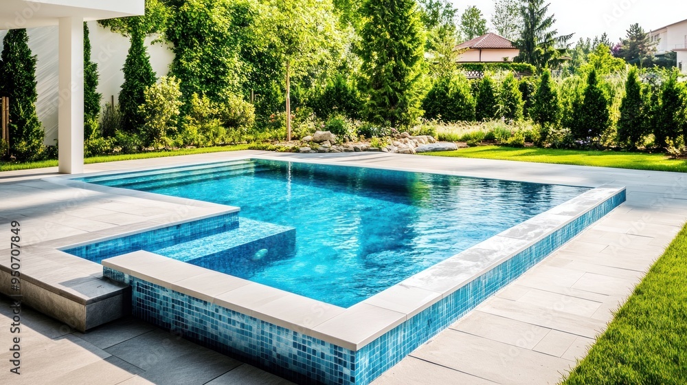Swimming Pool with Blue Tiles and Steps Swimming Pool with Blue Tiles and Steps