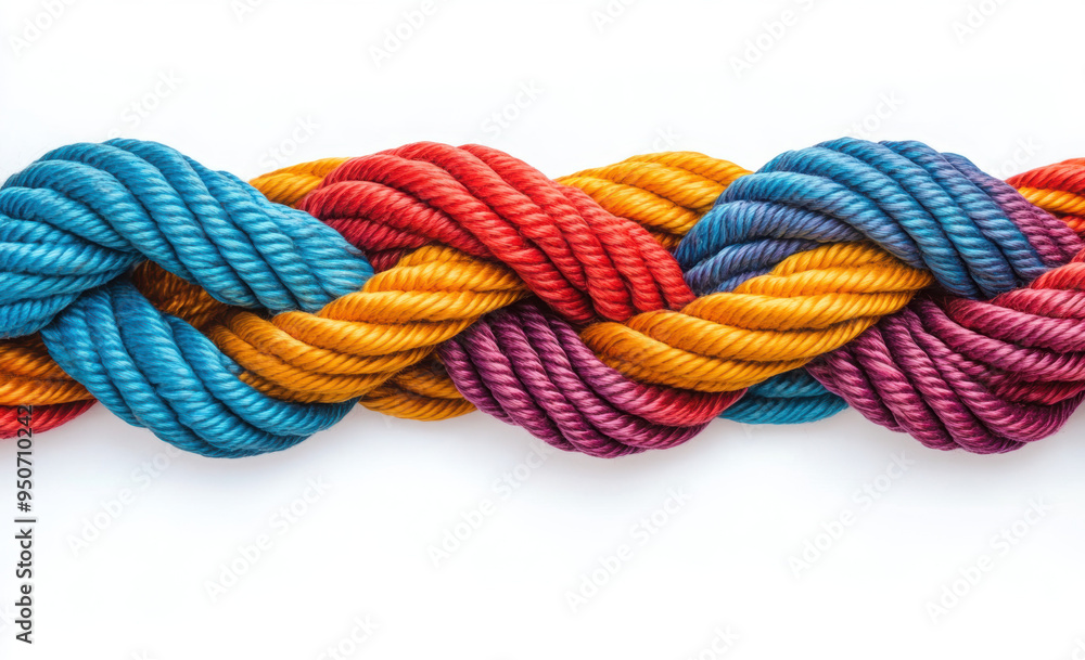 Braided colorful ropes isolated on white. Unity concept
Braided colorful ropes isolated on white. Unity concept