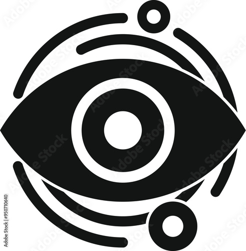 This simple vector icon represents an eye scanning system monitoring data