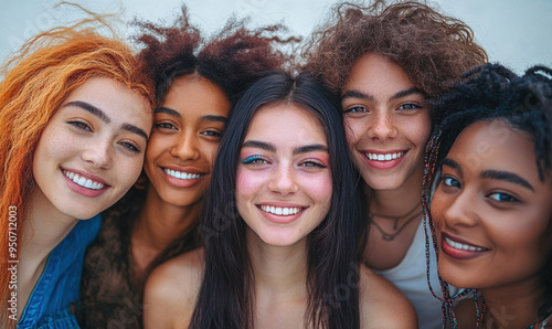 Multiethnic young friends enjoying together
