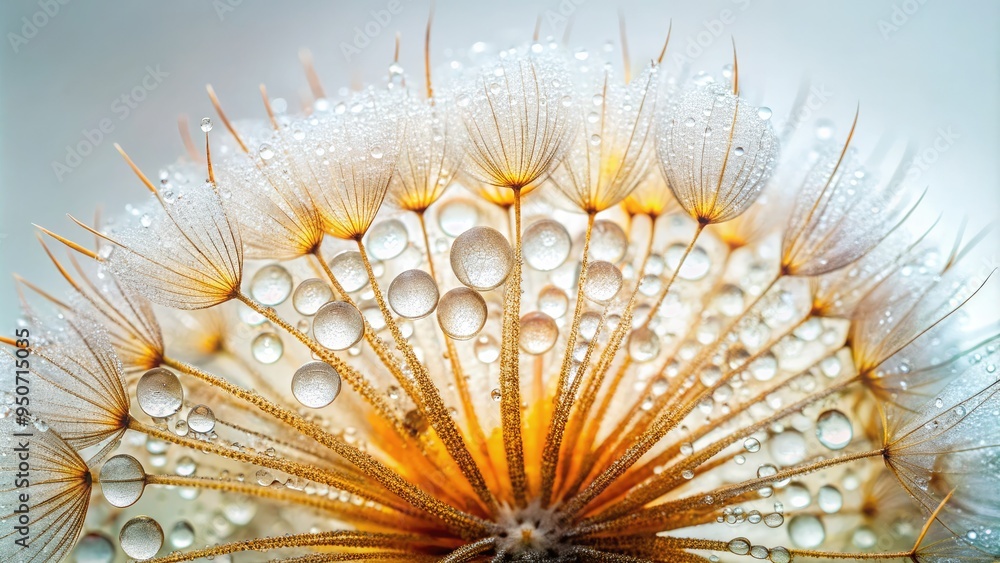 Obraz premium Vibrant, high-contrast macro photograph of a single, dew-kissed seed, showcasing intricate textures and delicate ridges, set against a soft, creamy white background.