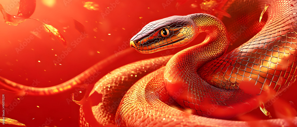 Chinese New Year 2025 red and gold background with Snake - Zodiac Symbol of the year. Wallpaper, banner, invitation template Chinese New Year 2025 red and gold background with Snake - Zodiac Symbol of the year. Wallpaper, banner, invitation template