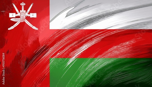 oman flag in abstract brush stroke style photo