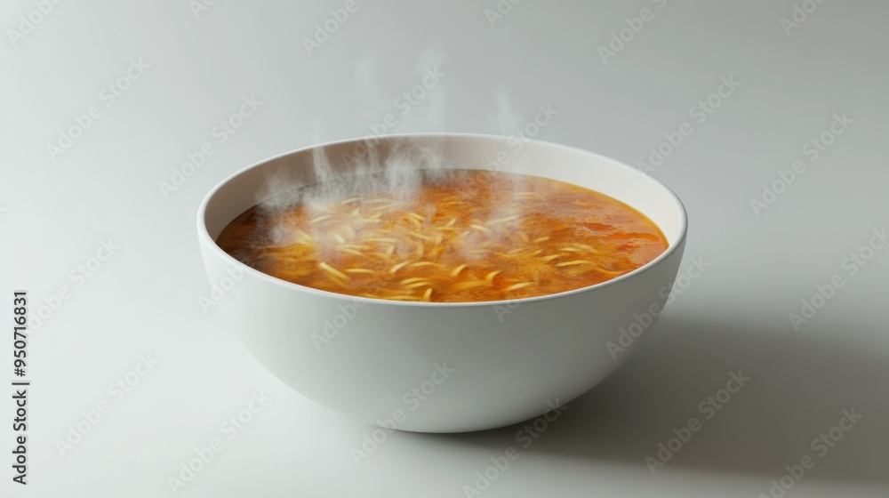 A Bowl of Steaming Noodle Soup with Broth A Bowl of Steaming Noodle Soup with Broth