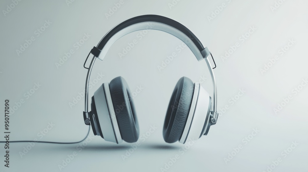 White and Black Over-Ear Headphones on White Background White and Black Over-Ear Headphones on White Background