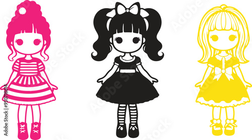 doll ret black vector illustration silhouette images design 