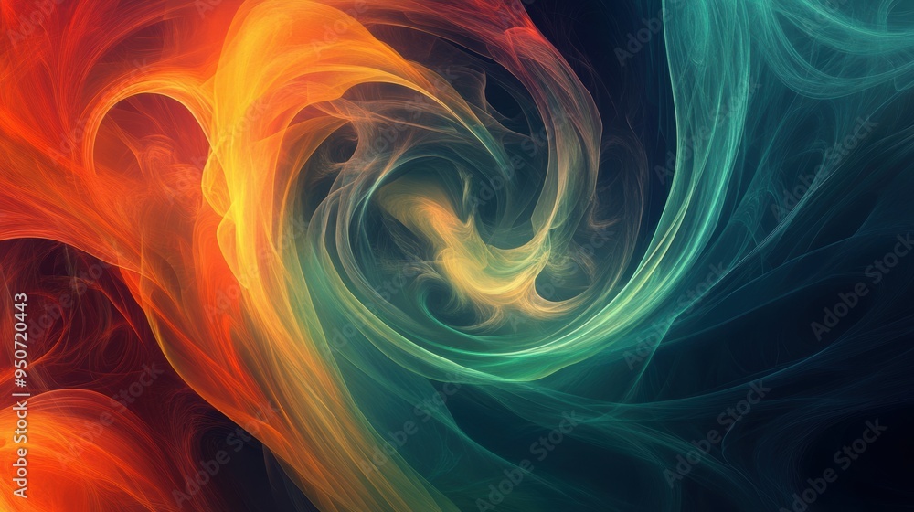 Abstract fluid art in vibrant orange, green, and yellow tones Abstract fluid art in vibrant orange, green, and yellow tones