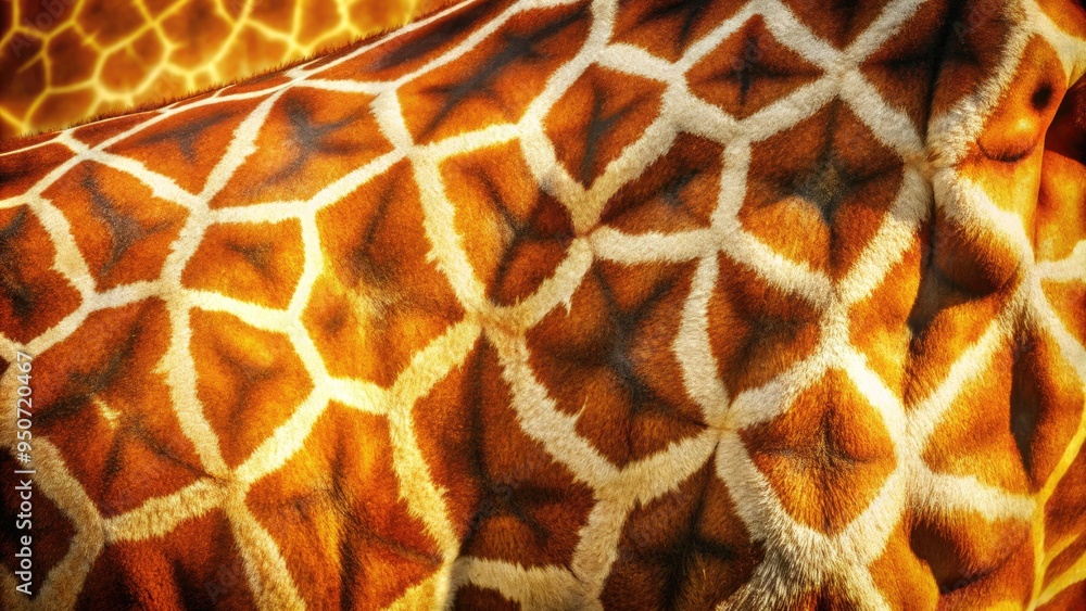 Vibrant, stylized illustration of a giraffe's fur, blending organic texture with geometric patterns, creating a whimsical and abstract animal design element for creative projects. Vibrant, stylized illustration of a giraffe's fur, blending organic texture with geometric patterns, creating a whimsical and abstract animal design element for creative projects.