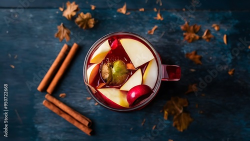 Autumn sangria with apples and cinnamon