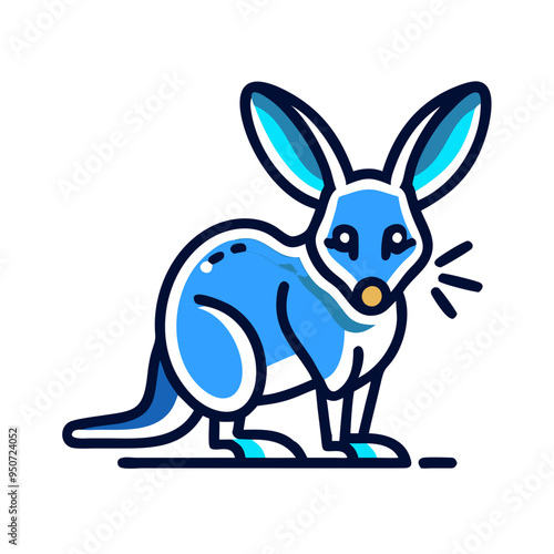 Curious bilby icon in minimalist blue and white design photo