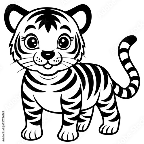 cute baby tiger illustration isolated on white