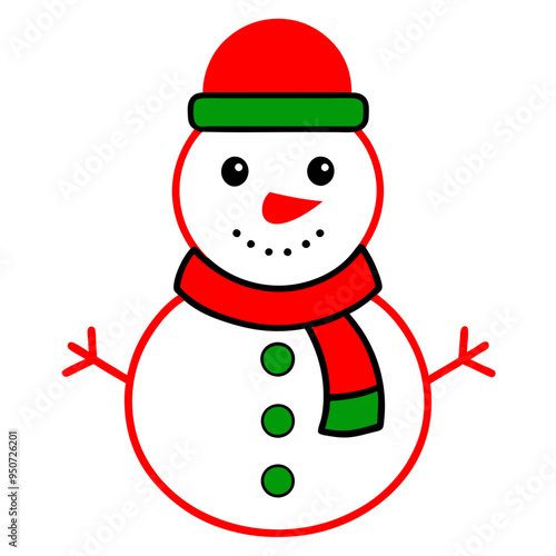 snowman with red hat and scarf