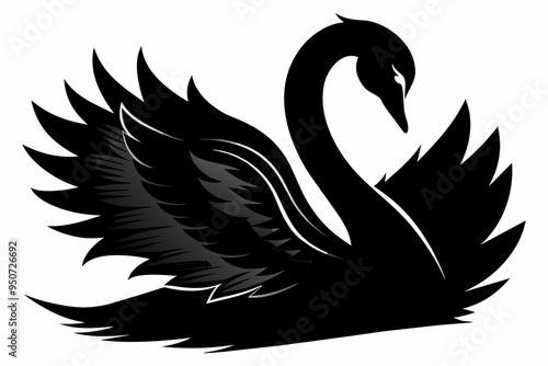  A swan silhouette black vector art illustration photo