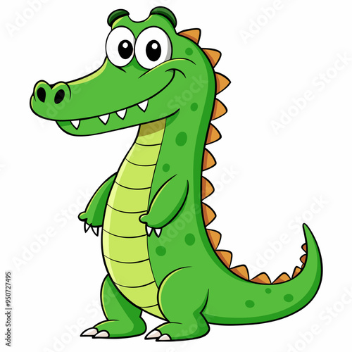 Cartoon crocodile illustration  isolated on white background 