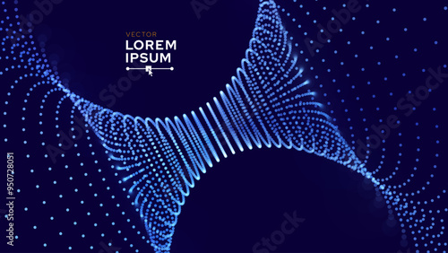 Abstract Magnetic Field Visualization. Gravity. Gravitational Waves Concept. Physical Technology Futuristic Background. Science Tech Bg. Vector Illustration.