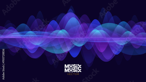 Smooth Flowing Dynamic Sound Wave Blue Technology Background. Abstract Digital EQ Equalizer. Artificial Intelligence AI Assistant Voice Recognition Sound Wave Vector Illustration.