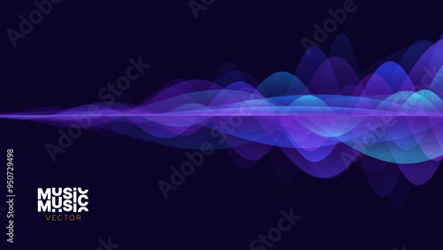 Smooth Flowing Dynamic Sound Wave Blue Technology Background. Abstract Digital EQ Equalizer. Artificial Intelligence AI Assistant Voice Recognition Sound Wave Vector Illustration.