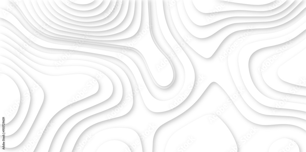 Abstract wavy line 3d paper cut white background. minimal topography map light element shadow landscape. Abstract wavy line 3d paper cut white background. minimal topography map light element shadow landscape.