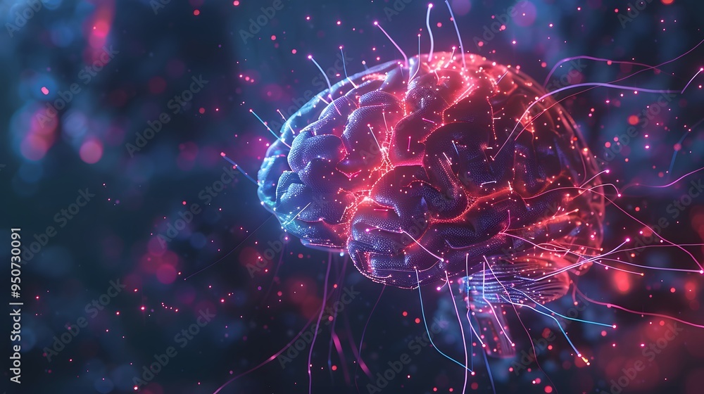 A stunning 3D illustration of a brain with vibrant colors and neural networks, representing neuroscience and brain activity. A stunning 3D illustration of a brain with vibrant colors and neural networks, representing neuroscience and brain activity.