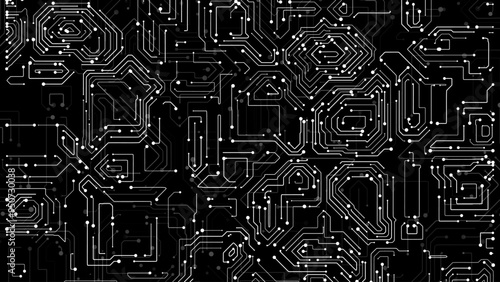 Abstract Electronics Circuit Board. Hi Tech Circuit Board Technology Pattern. Vector Abstract Computer Chip Illustration.
