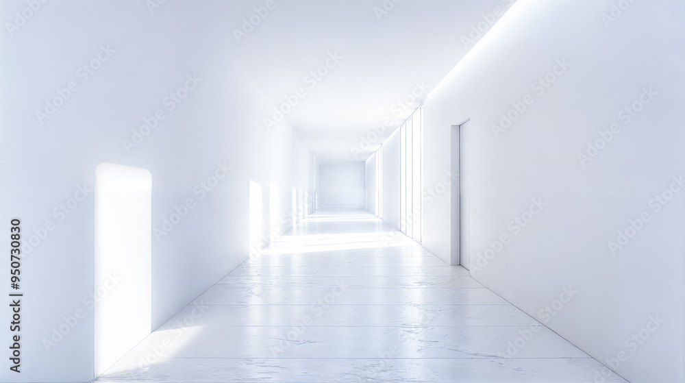 Fototapeta premium Empty white room interior hallway architecture space bright modern