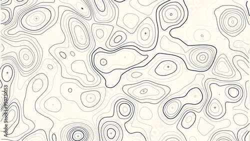 Sea Ocean Depth Topographic Topo Map Banner Background. Curvy Wavy Lines Vector Illustration. Hills, Rivers and Mountains. Geography Concept.