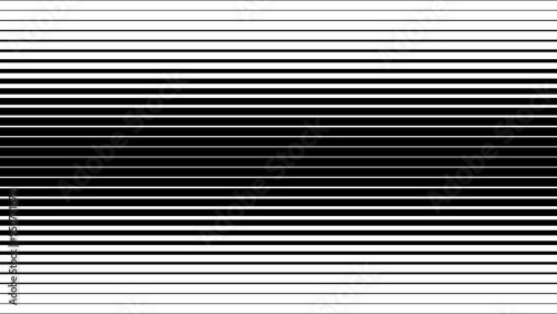 Line Halftone Gradation Abstract Pattern. Straight Lines Smooth Gradient Fade Texture Background. Black and White Parallel Stripes Thick to Thin Transition Effect. Vector Illustration.