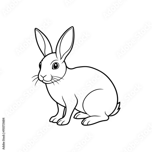 rabbit line art silhouette vector illustration