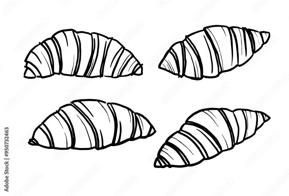 Hand drawn set with vector sketch with Croissants on isolated background. French cuisine illustration, food, pastry. Design element for branding, logo, sign, label, paper, card, wrapping, paper Hand drawn set with vector sketch with Croissants on isolated background. French cuisine illustration, food, pastry. Design element for branding, logo, sign, label, paper, card, wrapping, paper