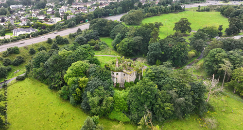 Aerial view of Boom Hall by the Foyle Bridge over the river Foyle and Derry Londonderry Northern Ireland photo