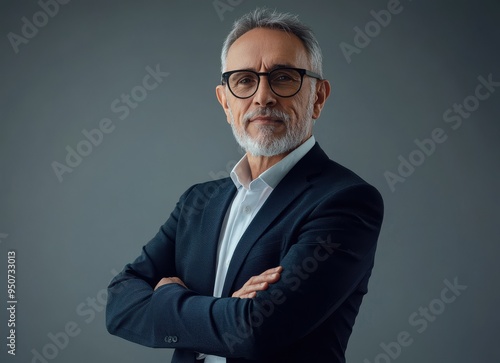 handsome senior businessman with arms crossed