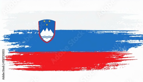 Slovenia flag in abstract brush stroke style photo