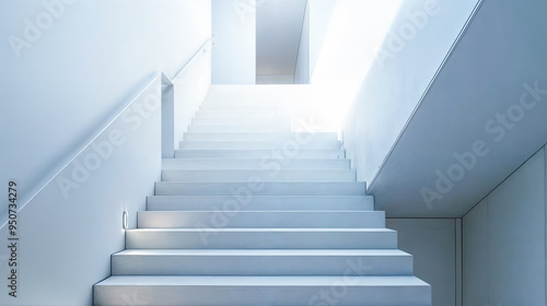 Minimalist white staircase interior architecture design modern home house building real estate new development