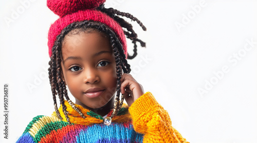 Cute fashionable afroamerican girl in colorful outfit - fashion photo, childrens day, kids 