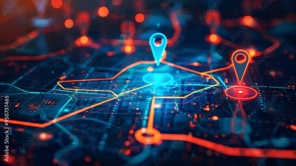 GPS map to route destination with network connection. Navigation concept background GPS map to route destination with network connection. Navigation concept background
