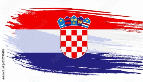 Croatia flag in abstract brush stroke style